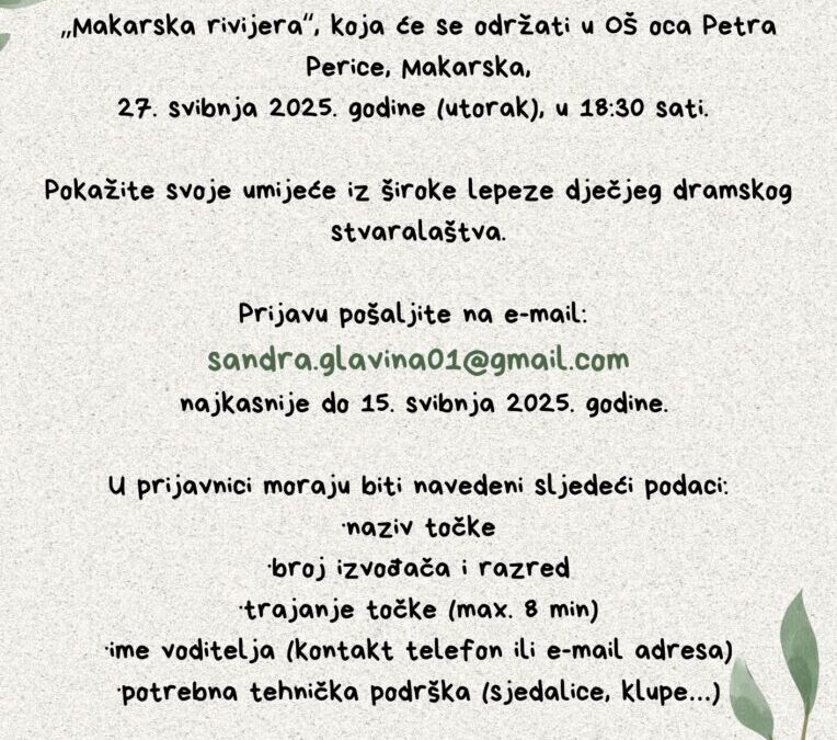 9. smotra dječjeg dramskog stvaralaštva “Makarska rivijera”